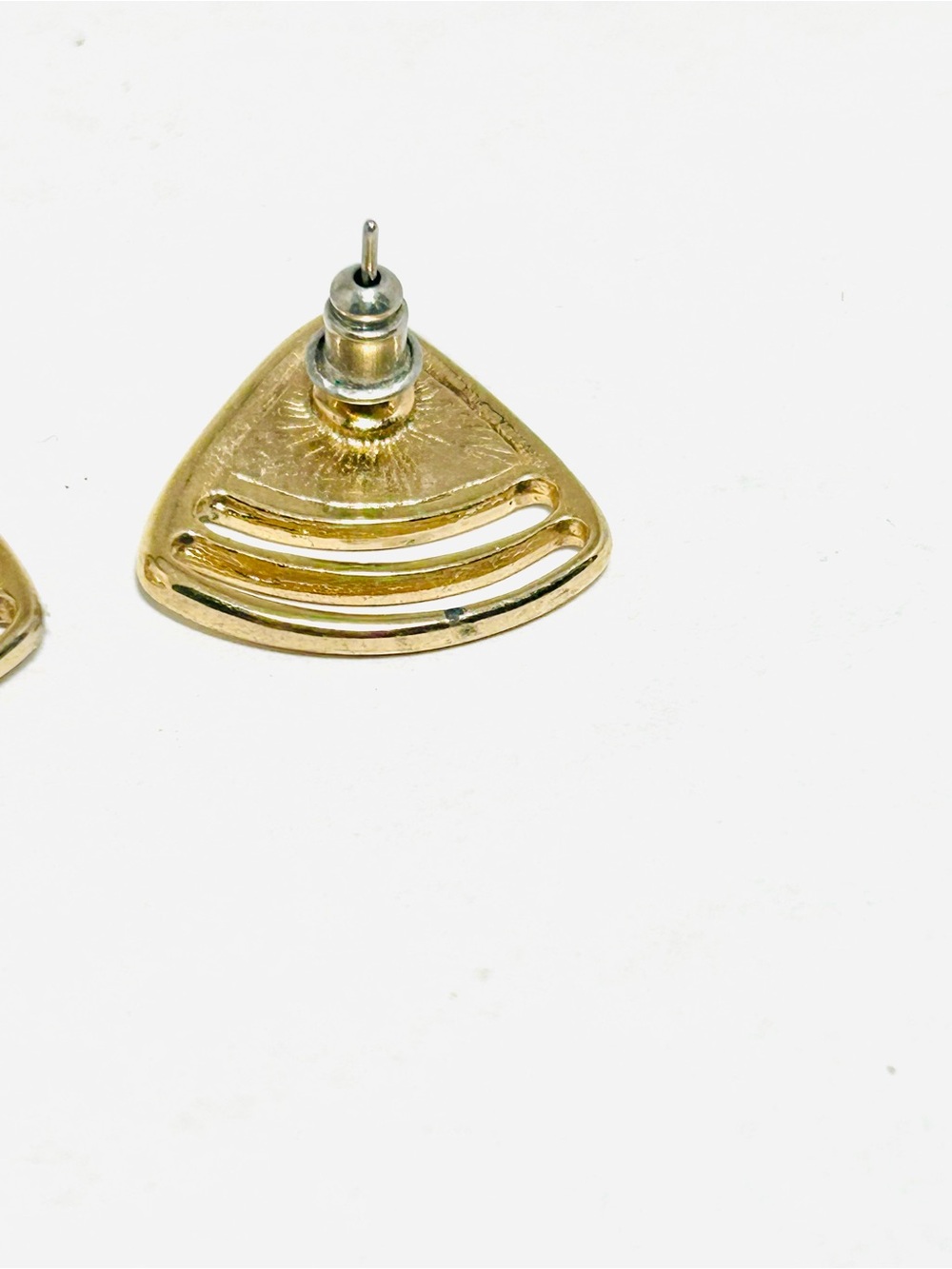 Gold and Cream Geometric Triangle Earrings - Women's Jewelry - Picture 5 of 5